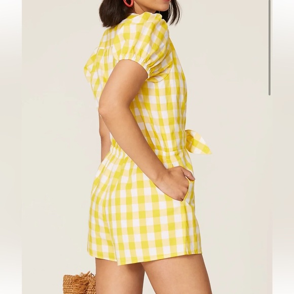 Color Me Courtney Keiko Romper Yellow Gingham - Picture 3 of 5